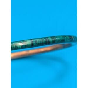 Vintage Malachite Inlay CMC Bangle Bracelet 1960s Boho Unisex